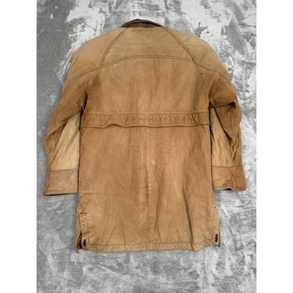 Vintage Paris Sport Club Brown Leather Barn Jacket Mens Small Chore Western Y2K - Picture 6 of 12